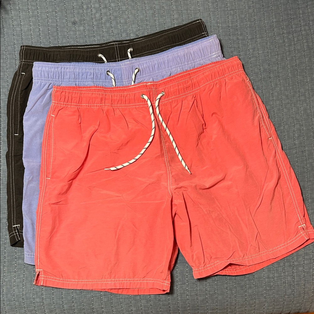 Set of Three Swimwear Shorts - Red, Bluish Purple, Black